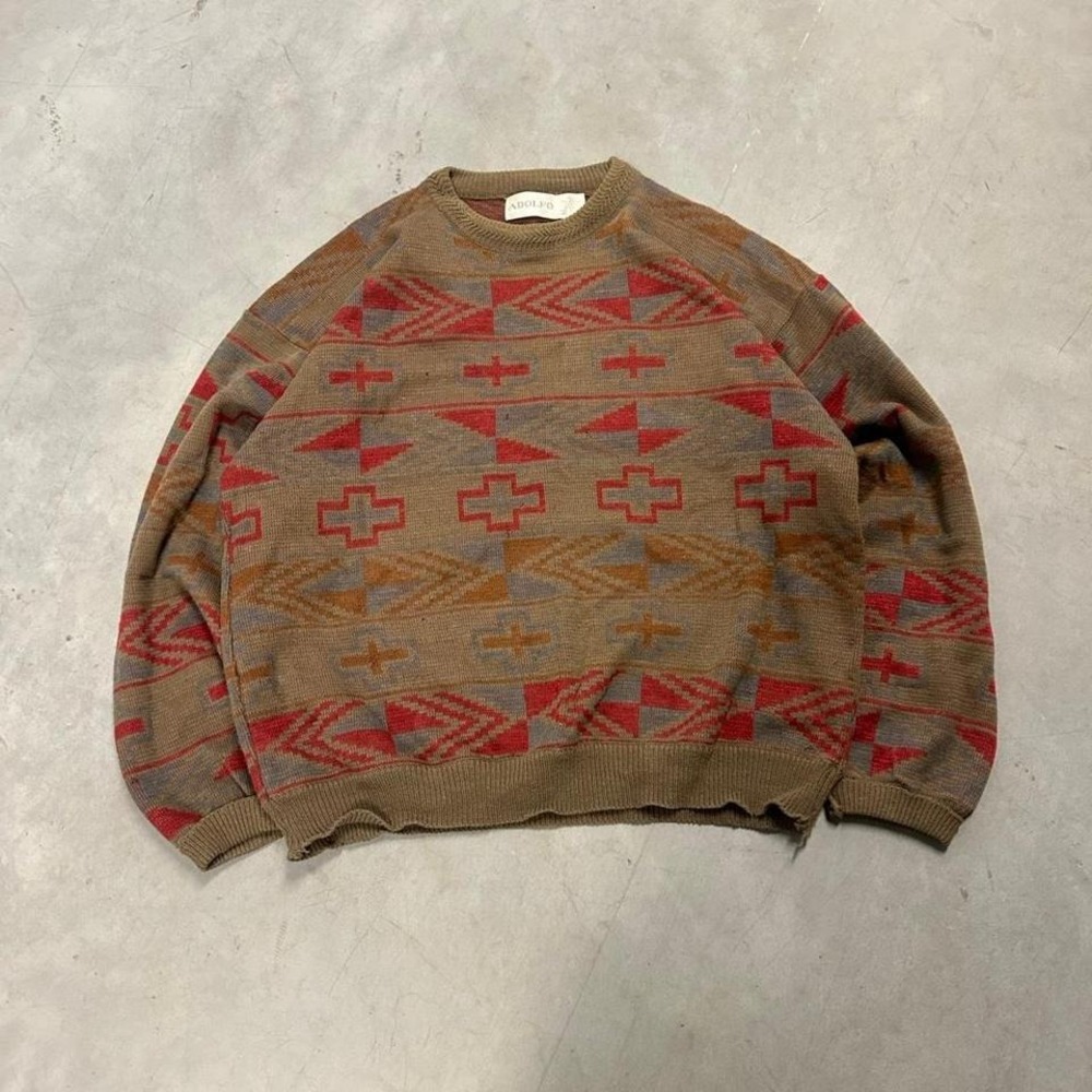 Vintage Brown and Red Adolfo Knit‎ Sweater